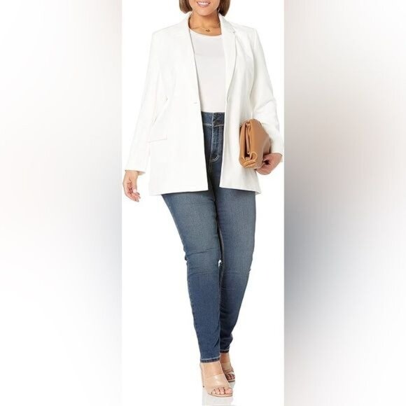 The Drop Womens Blake White Ivory Long Blazer Single Button NWT Size Large - Picture 5 of 14